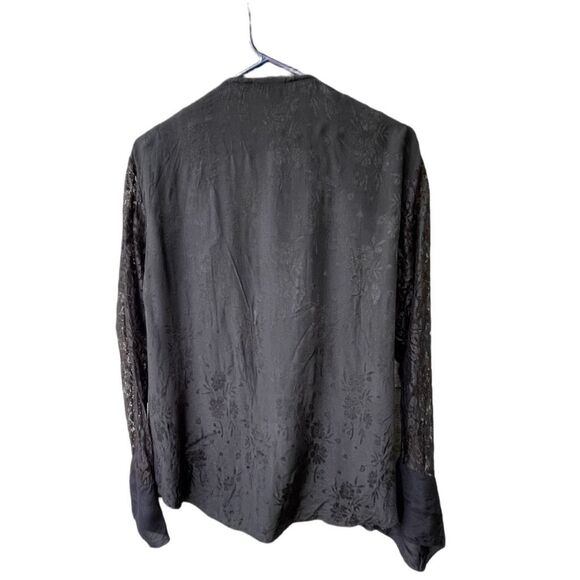 Channa’ size L black on black embroidered satin lace 2 piece tank & Cardigan - Picture 4 of 8
